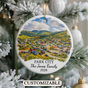 Personalised Park City Ornament, Custom Utah Ceramic Tree Decoration