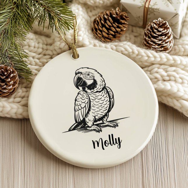 Personalised Parrot Christmas Ceramic Tree Decoration (Creator Uploaded)