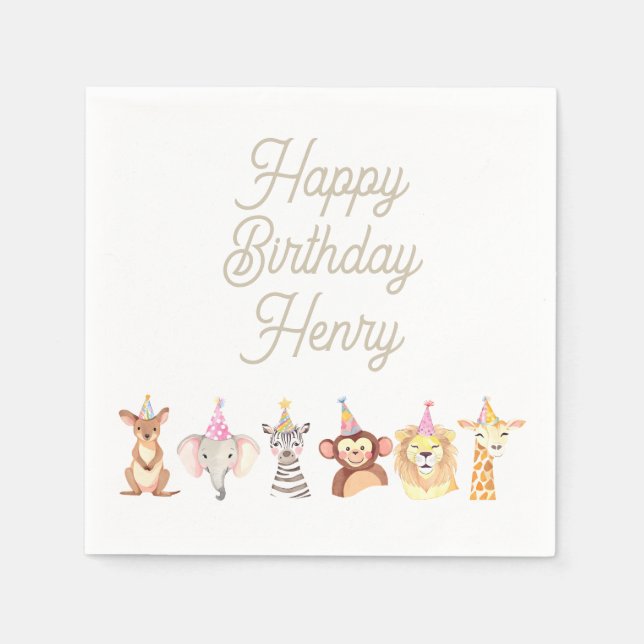 Personalised Party Animal Birthday Napkins (Front)