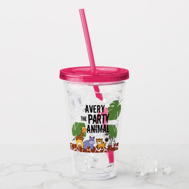 Personalised Party animal Safari Giveaway Acrylic Tumbler (Front Ice)