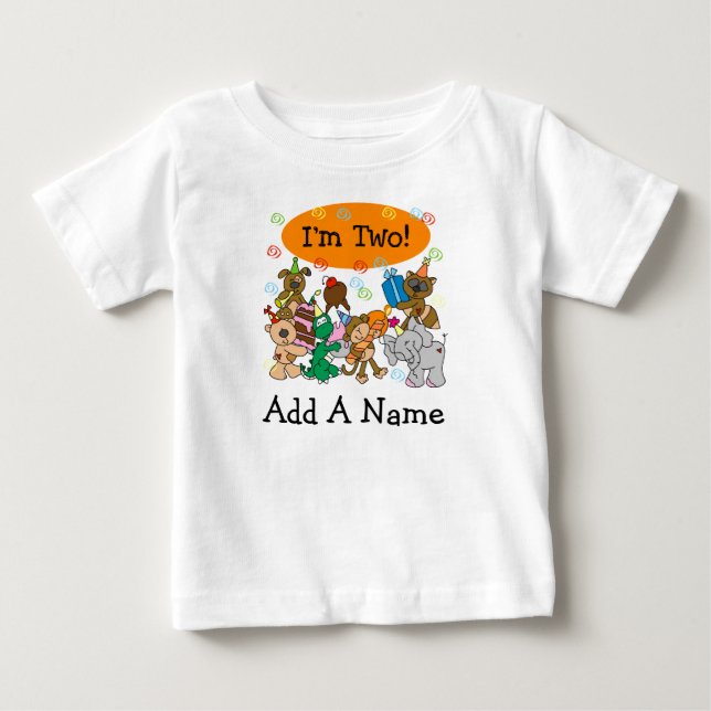 Personalised Party Animals 2nd Birthday Tshirt (Front)