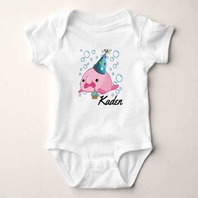 Personalised Party  Blobfish Baby Bodysuit (Front)