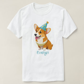 Personalised Party Hat Welsh Corgi  T-Shirt