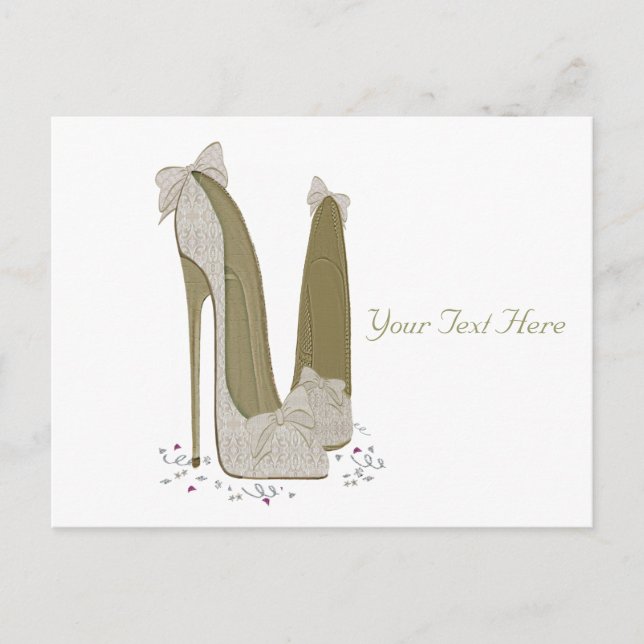 Personalised Party Stiletto Shoe Art Invitation Postcard (Front)