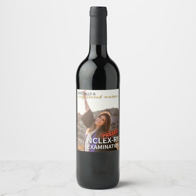 personalised passed nclex rn nurse celebration wine label (Front)