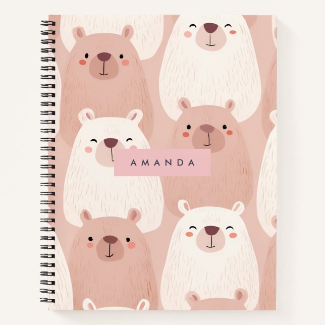 Personalised Pastel Adorable Capybara Notebook (Front)