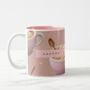 Personalised Pastel Apple Cinnamon Tea Pattern  Two-Tone Coffee Mug