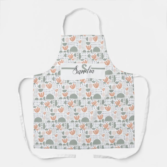 Personalised Pastel Apron - Modern Initial & Name  (Front)