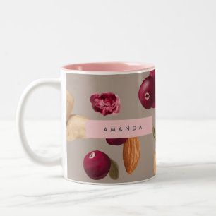Personalised Pastel Autumn Harvest Nuts Pattern Two-Tone Coffee Mug