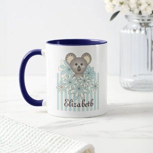 Personalised Pastel Blue Cute Koala Bear Kids Mug