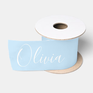 Personalised Pastel Blue Elegant Name Satin Ribbon