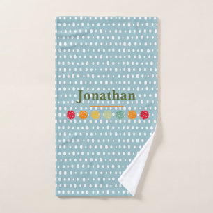 Personalised Pastel Blue Pattern Pickle Ball  Hand Towel