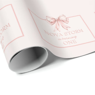 Personalised Pastel Blush Pink Coquette Milestone Wrapping Paper