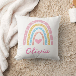 Personalised Pastel boho rainbow Name Nursery Cushion