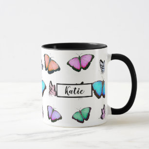 Personalised Pastel Butterflies Mug