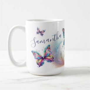 Personalised Pastel Butterfly Art Coffee Cup