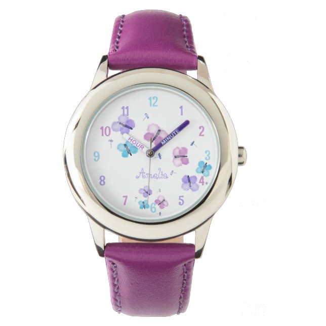 Personalised Pastel Butterfly Watch (Front)