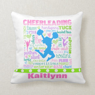 Personalised Pastel Cheerleading Words Typography Cushion