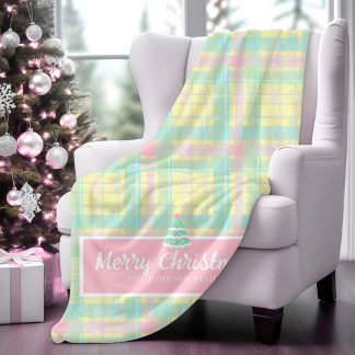 Personalised Pastel Christmas Sherpa Blanket