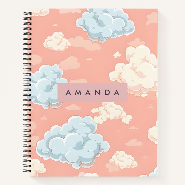 Personalised Pastel Cloud Dreamscape  Notebook (Front)