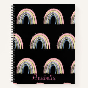 Personalised Pastel Colour Rainbow Pattern Notebook