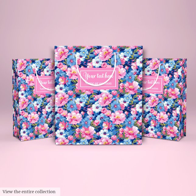 Personalised pastel colours preppy flower gift pac medium gift bag (Personalized pastel colors preppy flower gift pack Medium Gift Bag)