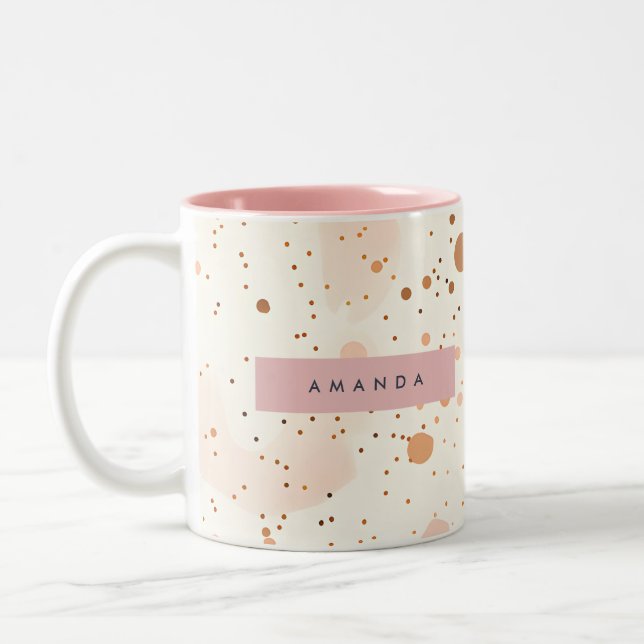 Personalised Pastel Confetti Dot Style Two-Tone Coffee Mug (Left)