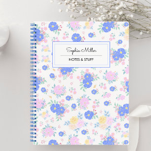Personalised Pastel Coquette Floral Pattern Spiral Notebook