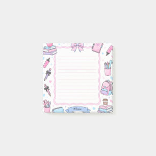Personalised Pastel Coquette Student Sticky Notes