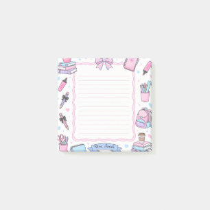 Personalised Pastel Coquette Teacher Sticky Notes