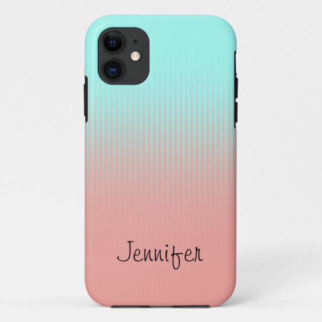 Personalised Pastel Coral and Turquoise Stripes Case-Mate iPhone Case (Back)