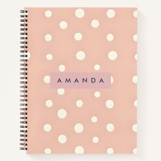 Personalised Pastel Cream Dots on Blush Notebook (Front)