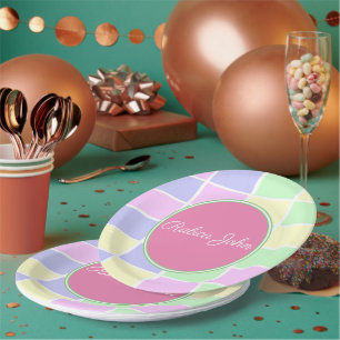 Personalised Pastel   Custom Name Birthday Party  Paper Plate