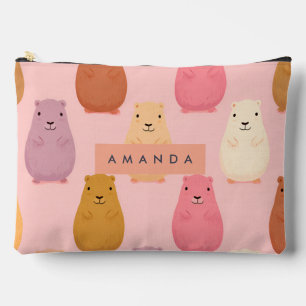 Personalised Pastel Cute Capybara Pattern Accessory Pouch