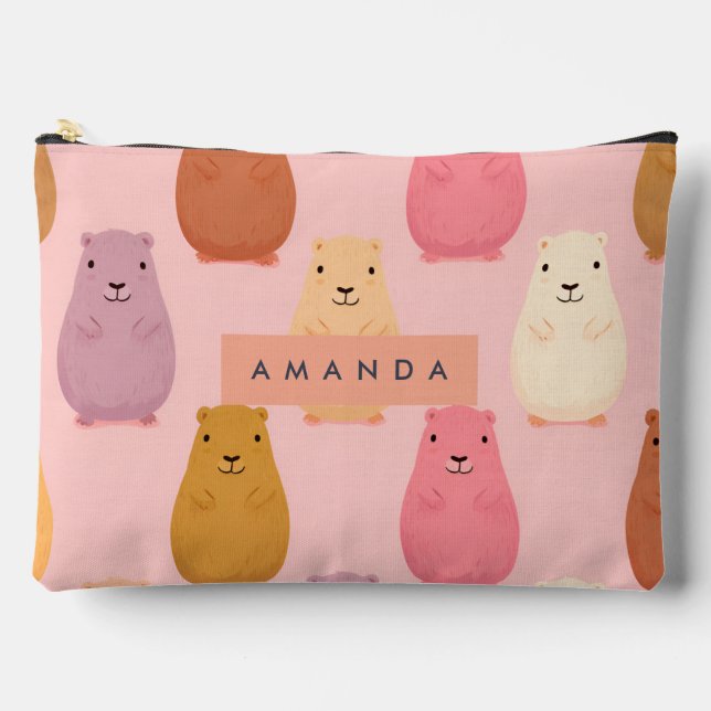 Personalised Pastel Cute Capybara Pattern  Accessory Pouch (Front)