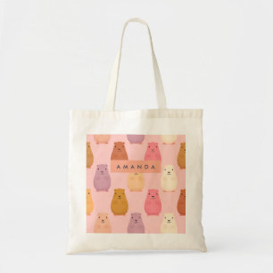 Personalised Pastel Cute Capybara Pattern Tote Bag