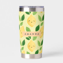 Personalised Pastel Cute Smiling Lemon Pattern 
