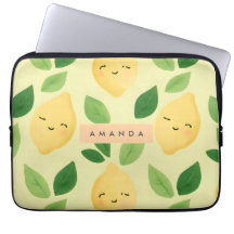 Personalised Pastel Cute Smiling Lemon Pattern