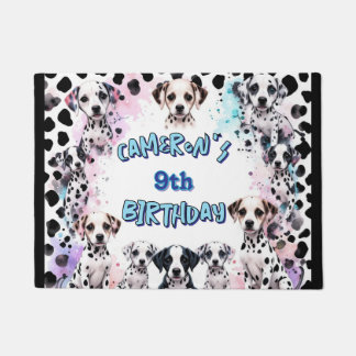 Personalised Pastel Dalmatian Puppy Birthday Doormat