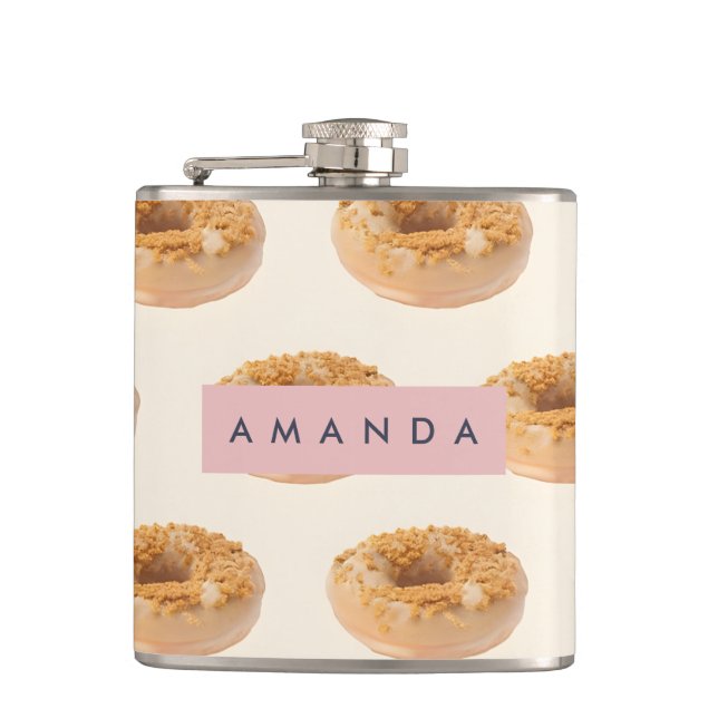 Personalised Pastel Doughnut Sprinkle Pattern Hip Flask (Front)