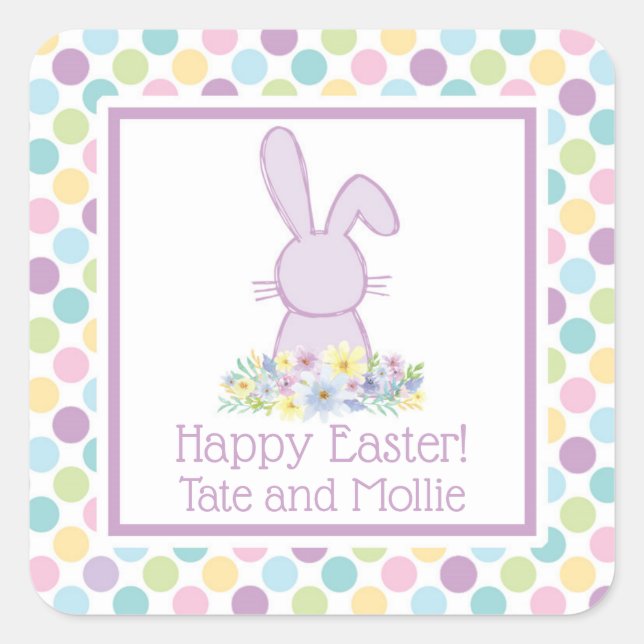 Personalised Pastel Easter Bunny Sticker (Front)