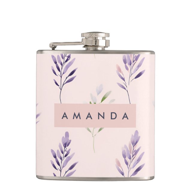 Personalised Pastel Elegant Lavender Pastel Hip Flask (Front)