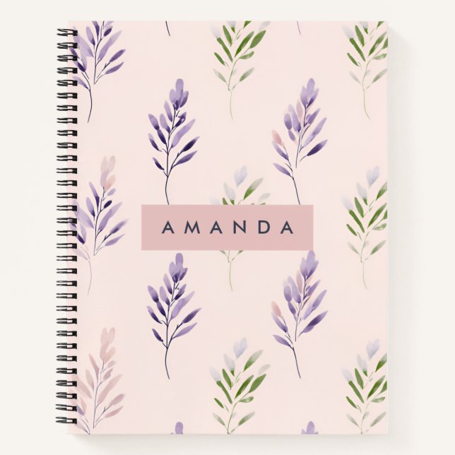Personalised Pastel Elegant Lavender Pastel Notebook (Front)