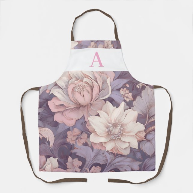 Personalised Pastel Floral Design with Monogram Apron (Front)
