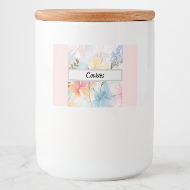 personalised pastel flower food label (Front)