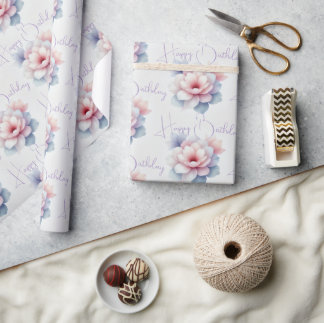 Personalised Pastel Flower Wrapping Paper