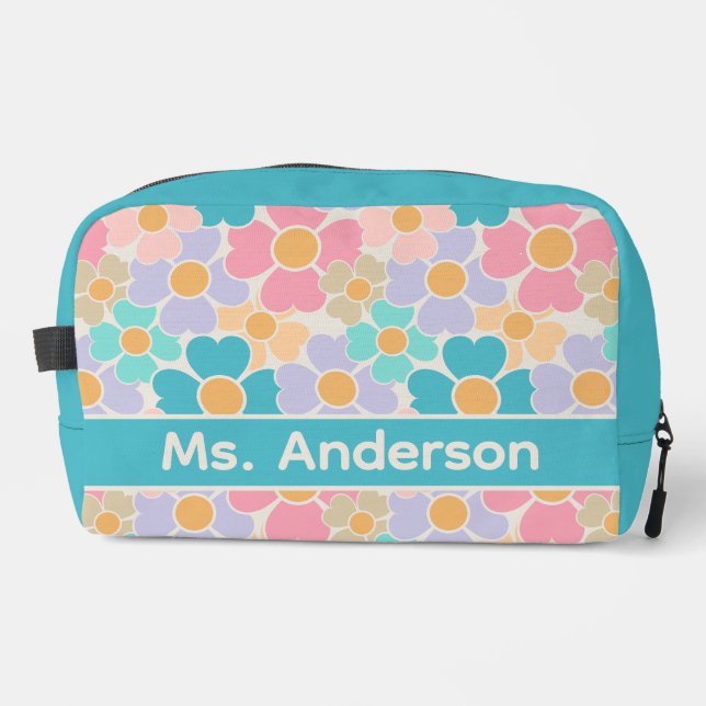 Personalised Pastel Flowers Dopp Kit (Front)