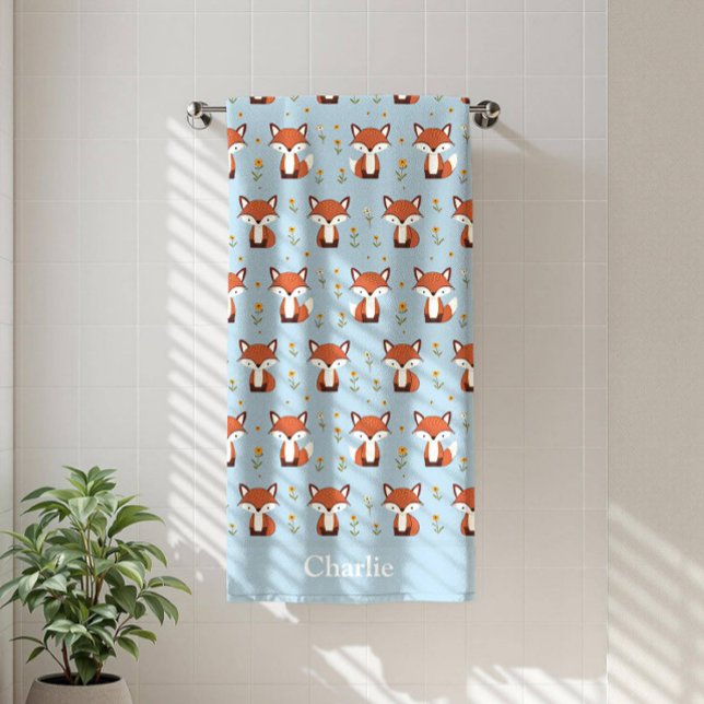 Personalised Pastel Fox Kids Bath Towel (Creator Uploaded)