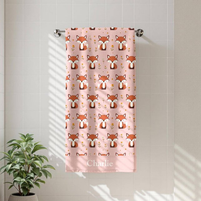 Personalised Pastel Fox Kids Bath Towel (Creator Uploaded)
