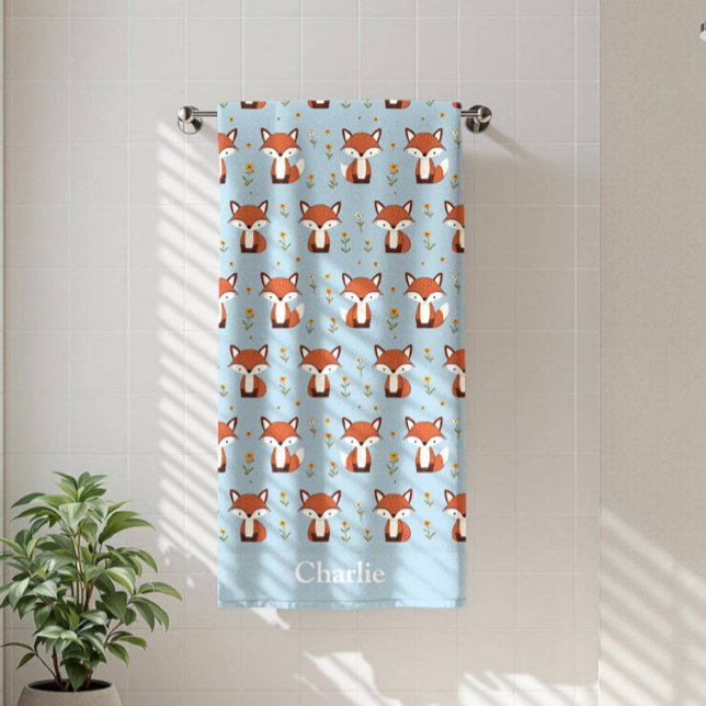 Personalised Pastel Fox Kids Beach Towel (Creator Uploaded)